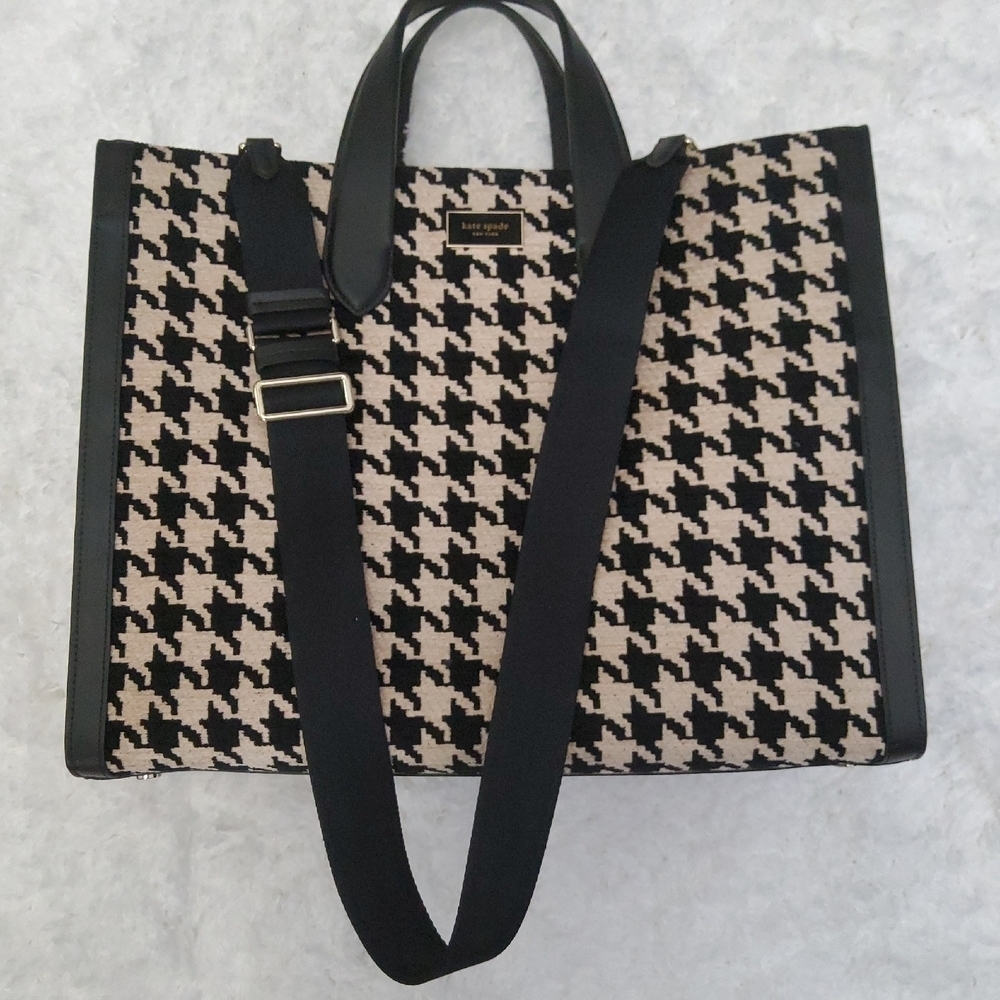 TWEED FOR FALL!  Kate Spade Houndstooth Tote - Picture 5 of 10